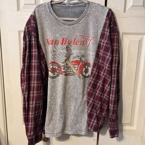 Van Halen Upcycled T-Shirt & Flannel - Read Measurements for Accurate Sizing